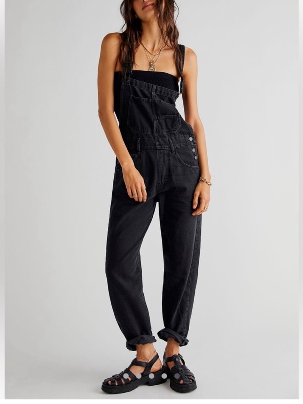 Free People Ziggy Denim Overalls We the Free Black
